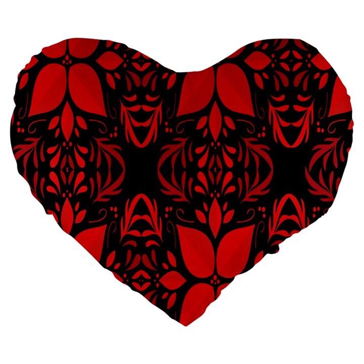 Christmas Red Black Xmas Gift Large 19  Premium Heart Shape Cushions