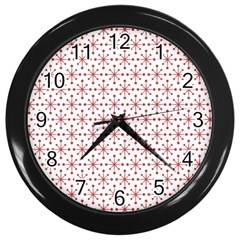 Christmas Pattern Red Stars Wall Clock (black) by artworkshop