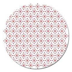 Christmas Pattern Red Stars Magnet 5  (round)