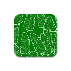 Green Banana Leaves Rubber Square Coaster (4 Pack) by ConteMonfrey