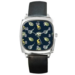 Vintage Vegetables Zucchini  Square Metal Watch