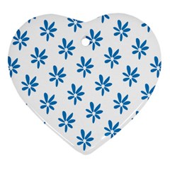 Little Blue Daisies  Heart Ornament (two Sides) by ConteMonfrey