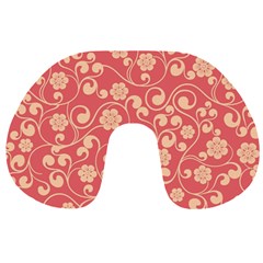 Pink Floral Wall Travel Neck Pillow by ConteMonfrey