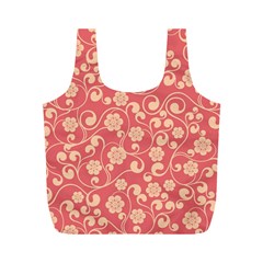 Pink Floral Wall Full Print Recycle Bag (m) by ConteMonfrey