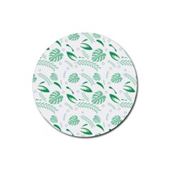 Green Nature Leaves Draw   Rubber Coaster (Round)