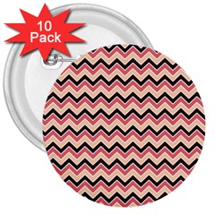 Geometric Pink Waves  3  Buttons (10 Pack)  by ConteMonfrey