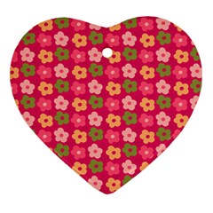 Little Flowers Garden   Heart Ornament (two Sides) by ConteMonfrey