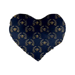 Blue Golden Bee Standard 16  Premium Heart Shape Cushions by ConteMonfrey