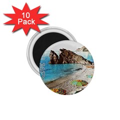 Beach Day At Cinque Terre, Colorful Italy Vintage 1 75  Magnets (10 Pack)  by ConteMonfrey