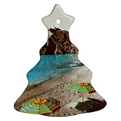 Beach Day At Cinque Terre, Colorful Italy Vintage Christmas Tree Ornament (two Sides) by ConteMonfrey