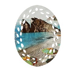 Beach Day At Cinque Terre, Colorful Italy Vintage Oval Filigree Ornament (two Sides) by ConteMonfrey