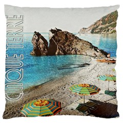 Beach Day At Cinque Terre, Colorful Italy Vintage Large Cushion Case (two Sides) by ConteMonfrey