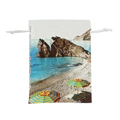 Beach Day At Cinque Terre, Colorful Italy Vintage Lightweight Drawstring Pouch (s) by ConteMonfrey