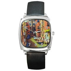 Venice Canals Art   Square Metal Watch by ConteMonfrey