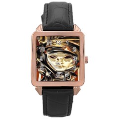 Artistic Venetian Mask Rose Gold Leather Watch  by ConteMonfrey