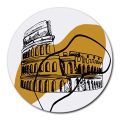 Colosseo Draw Silhouette Round Mousepads by ConteMonfrey