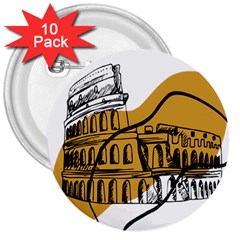 Colosseo Draw Silhouette 3  Buttons (10 Pack)  by ConteMonfrey