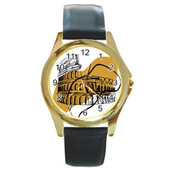 Colosseo Draw Silhouette Round Gold Metal Watch by ConteMonfrey