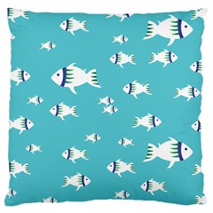 Blue Fish Pattern Large Flano Cushion Case (two Sides) by danenraven