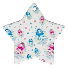 Jellyfis Pink Blue Cartoon Ornament (star)