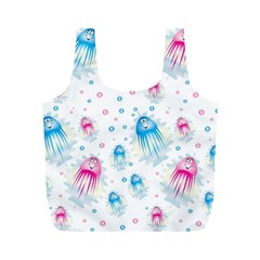 Jellyfis Pink Blue Cartoon Full Print Recycle Bag (m)