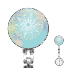 Floral Abstract Flowers Pattern Stainless Steel Nurses Watch