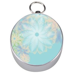 Floral Abstract Flowers Pattern Silver Compasses