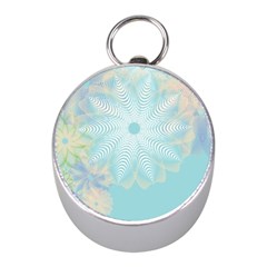 Floral Abstract Flowers Pattern Mini Silver Compasses