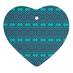 Abstract Chevron Zigzag Pattern Heart Ornament (two Sides) by danenraven