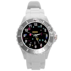 Geometric Art Colorful Shape Round Plastic Sport Watch (l)