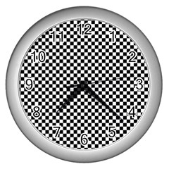 Black And White Background Black Board Checker Wall Clock (silver)