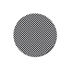 Black And White Background Black Board Checker Rubber Round Coaster (4 Pack) by Ravend