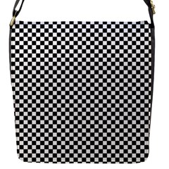 Black And White Background Black Board Checker Flap Closure Messenger Bag (s)