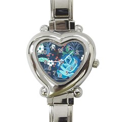 Floral Background Digital Art Heart Italian Charm Watch