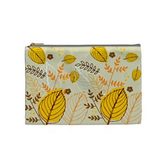 Nature Leaves Leaf Flowers Flower Background Wallpaper Cosmetic Bag (Medium)