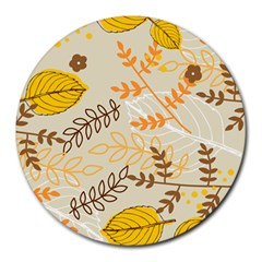 Leaf Leaves Flower Background Wallpaper Round Mousepads by danenraven