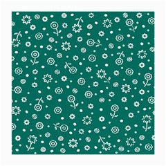 Flowers Floral Background Green Medium Glasses Cloth (2 Sides) by danenraven