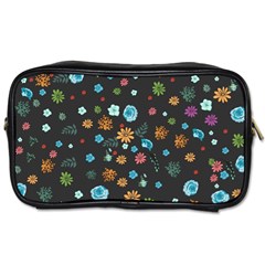 Flowers-leaves Leaf Background Floral Flora Toiletries Bag (one Side) by danenraven