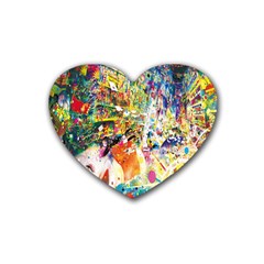 Multicolor Anime Colors Colorful Rubber Coaster (heart) by BangZart