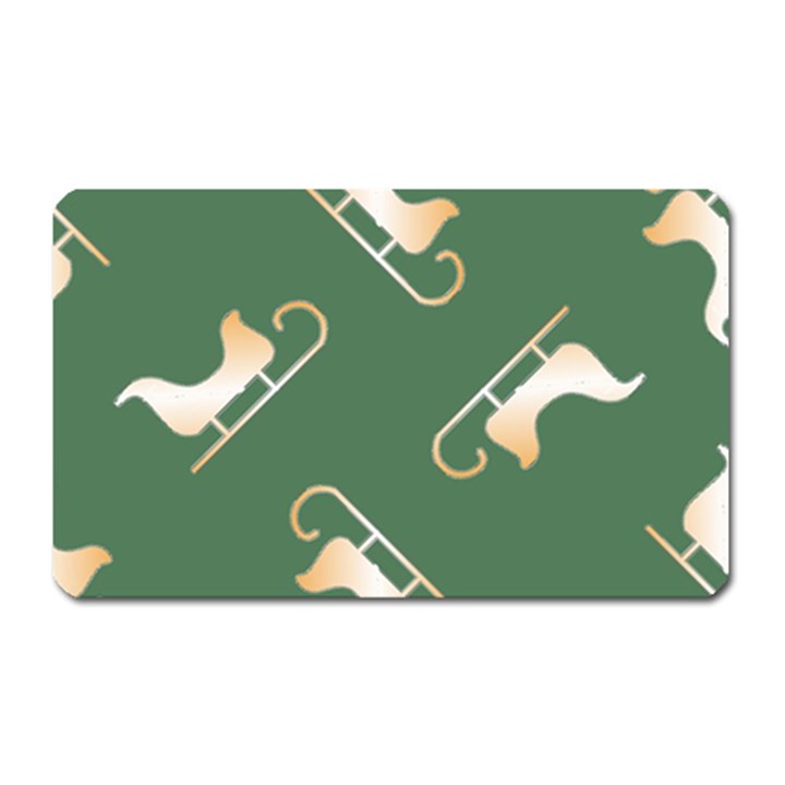 Gold Santa s sleigh green print Magnet (Rectangular)