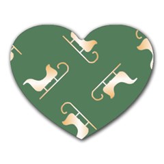 Gold Santa s Sleigh Green Print Heart Mousepads by TetiBright