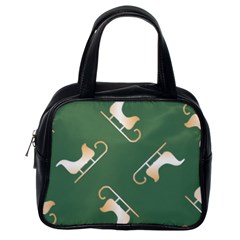 Gold Santa s Sleigh Green Print Classic Handbag (one Side) by TetiBright