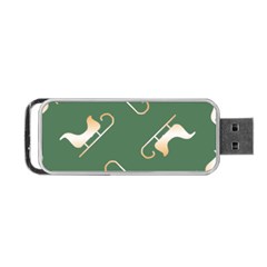 Gold Santa s Sleigh Green Print Portable Usb Flash (two Sides) by TetiBright