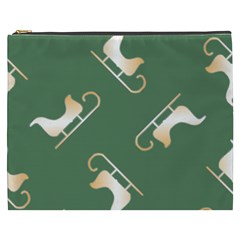 Gold Santa s Sleigh Green Print Cosmetic Bag (xxxl) by TetiBright