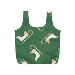 Gold Santa s Sleigh Green Print Full Print Recycle Bag (s) by TetiBright