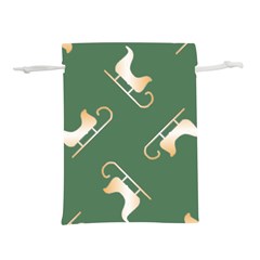 Gold Santa s Sleigh Green Print Lightweight Drawstring Pouch (s) by TetiBright