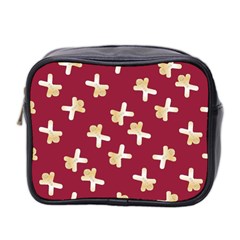 Gold Gingerbread Man Burgundy Mini Toiletries Bag (Two Sides)