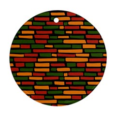 Ethiopian Bricks - Green, Yellow And Red Vibes Round Ornament (two Sides) by ConteMonfreyShop