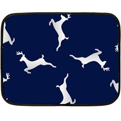 Silver Reindeer Blue Double Sided Fleece Blanket (mini)  by TetiBright