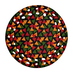 Ethiopian Triangles - Green, Yellow And Red Vibes Round Filigree Ornament (two Sides) by ConteMonfreyShop